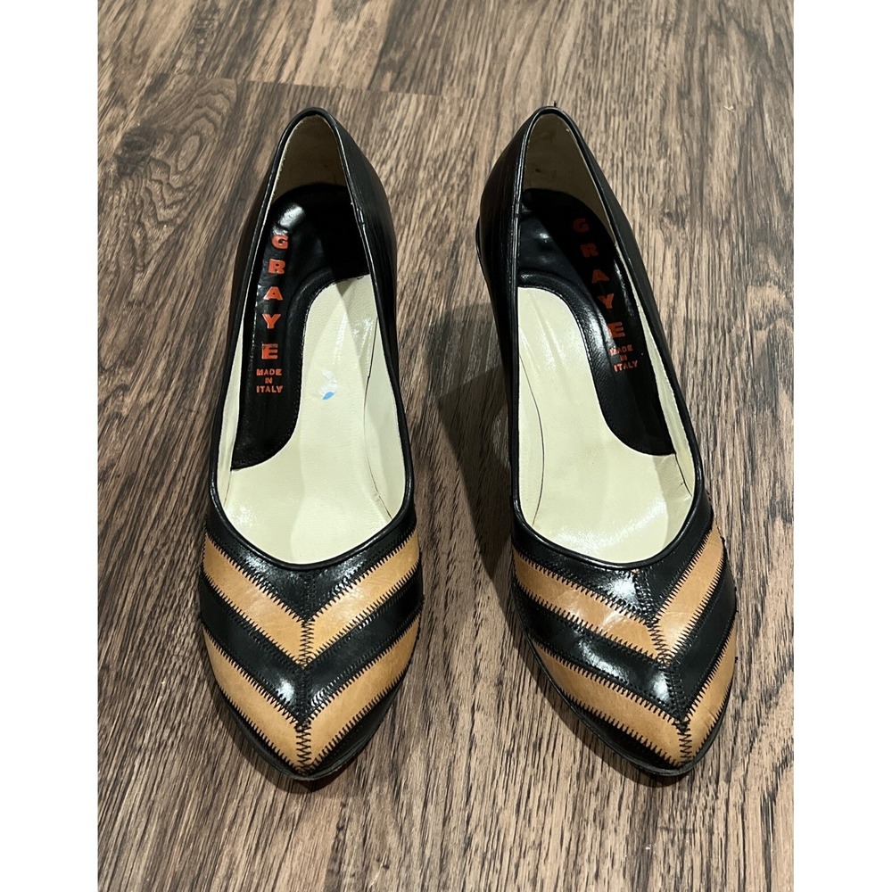 Graye Women's Black Brown Heels Size 37 Italy
